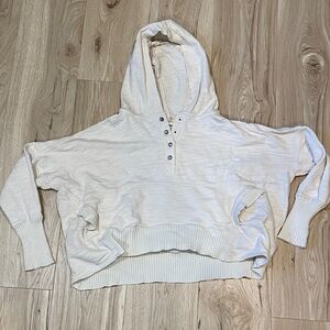 Free People Cream Hooded Sweatshirt